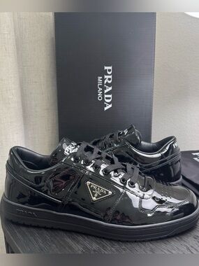Prada Downtown Sneakers Low-Top Patent Black 11